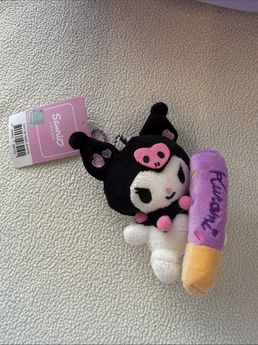 Sanrio Kuromi Plush Keychain in Black, Pink & Purple
